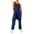 thumbnail image 2 of CCRFTGI Fleece Jumpsuit Women 2025 Winter Warm Casual Fuzzy Overalls Cozy Suspender Straps One-Piece Jumpsuits Plus Size Snow Pants with Pockets Navy 2XL, 2 of 6