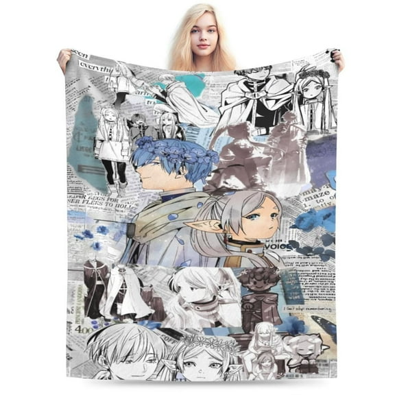 Frieren Beyond Journey’s End Blanket Gifts for Adults Soft Warm Lightweight Cozy Flannel Throw Blankets for Bed Sofa Couch Living Room Décor 80"x60"