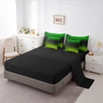 thumbnail image 5 of jejeloiu Geometric Lines Pattern 7-Piece Twin Bedding Sets,Waves Stripe Bedding Comforter Set,Green Black Striped Sheet Sets For Teens,Microfiber Bedroom Decor Reversible, 5 of 8