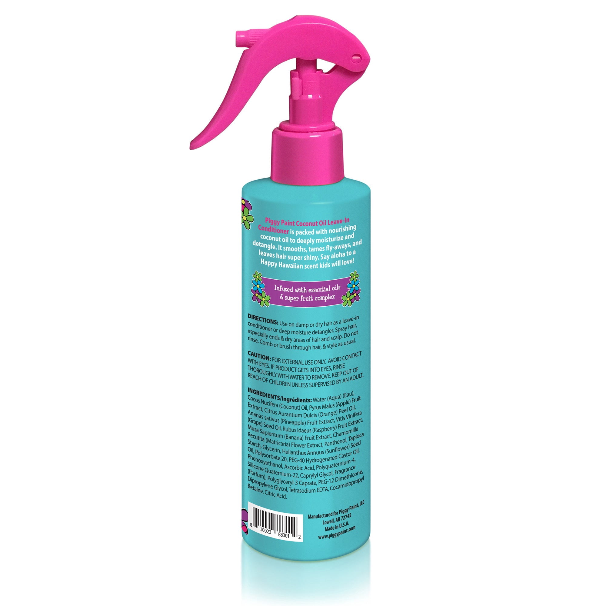 Piggy Paint Coconut Oil Kids Leave in Conditioner Detangler Spray for Kids, Happy Hawaiian scent, 8.5 fl oz