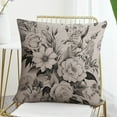 thumbnail image 7 of Cooling Pillow Case Black White Vintage Botanical Floral Toile Cushion Case 18"x18" Vintage Floral Pattern Victorian Classic Linen Cushion Case Outdoor Home Decoration Decor for Sofa Couch, 7 of 7