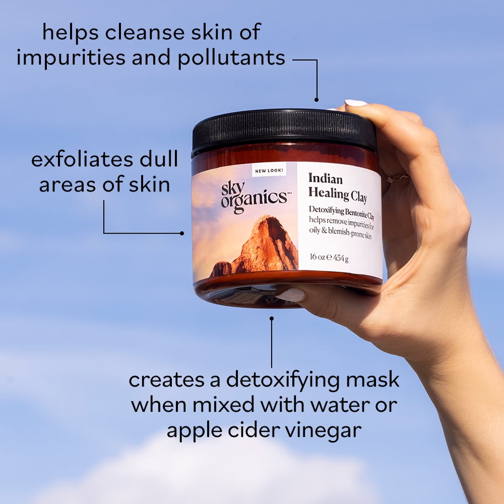 Sky Organics Indian Healing Clay with Detoxifying Bentonite Clay, 16 oz.