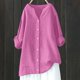 thumbnail image 2 of Blusa holgada con botones para mujer: camisa de manga larga y color liso, top informal con cuello en V para el trabajo o el fin de semana, tallas S-5XL., 2 of 4