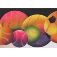 thumbnail image 1 of Colorful Football Baseball Soccer Ball Black Modern Wallpaper Border Sport Design, Roll 15' x 8.5", 1 of 3