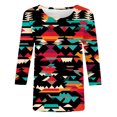 thumbnail image 4 of CYMMPU Tunic Tops Round Neck Blouses for Women Dressy Casual 3/4 Sleeve Summer Trendy Shirts Spring Tops Loose Fit Geometric Printed Western T-Shirts Multicolor L, 4 of 5