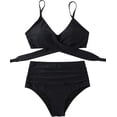 thumbnail image 3 of Women's High Waisted Bandage Bikini Set Wrap Two Piece Push Up Swimsuits, 3 of 4