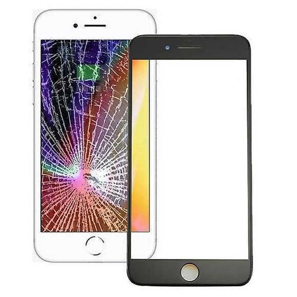 (Black)Front Screen Outer Glass Lens with Front LCD Screen Bezel Frame & OCA Optically Clear Adhesive for iPhone 8