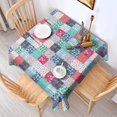 thumbnail image 2 of Blue Boho Pioneer Flower Patchwork Pattern Square Tablecloth,Waterproof Square Table Cover,Wipeable Spillproof Washable Table Cover for Home Kitchen Party Decor 42"X42"(107x107cm), 2 of 6