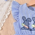 thumbnail image 6 of ZEHJHUAN Toddler Girls' Bunny Embroidered Dress, Short Sleeve A-Line Ruffle Hem Dress with Back Buttons Blue，9-12M, 6 of 10