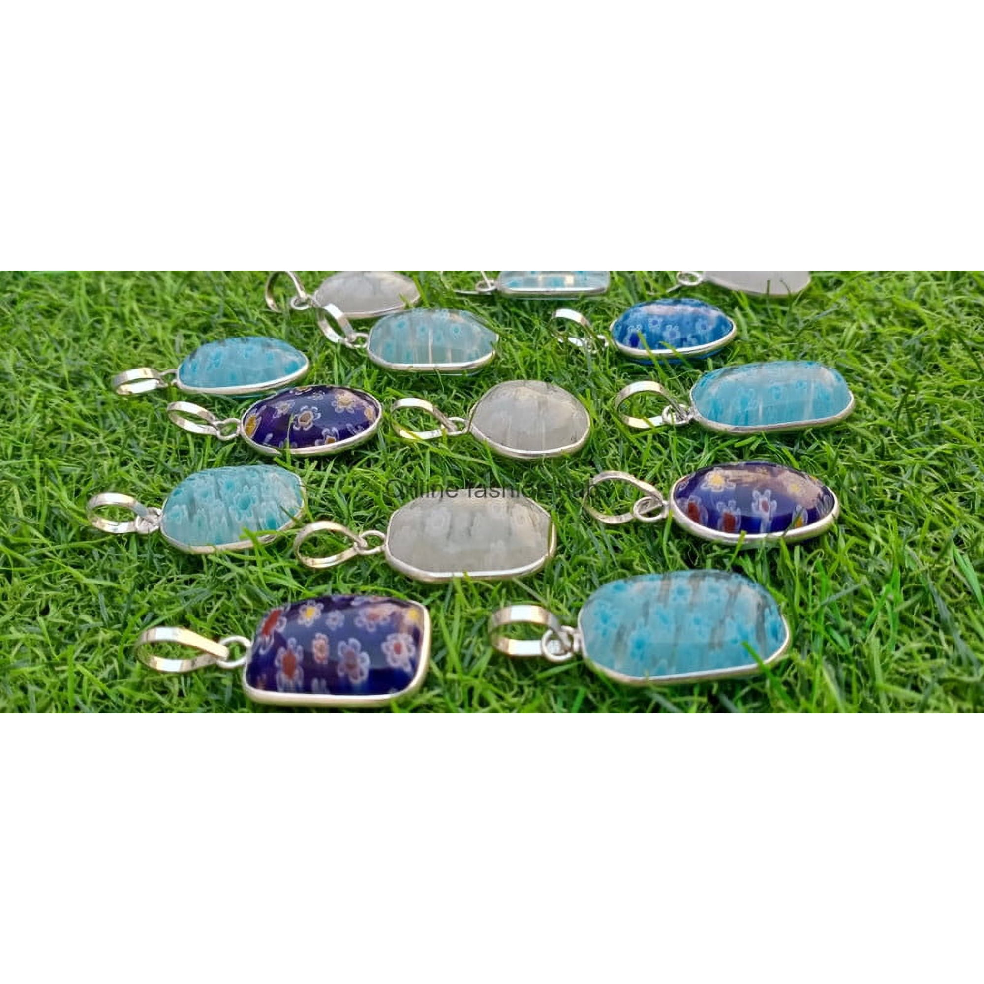 Snowflake Gemstone 925 Sterling Silver Plated Handmade Pendant 10 pcs