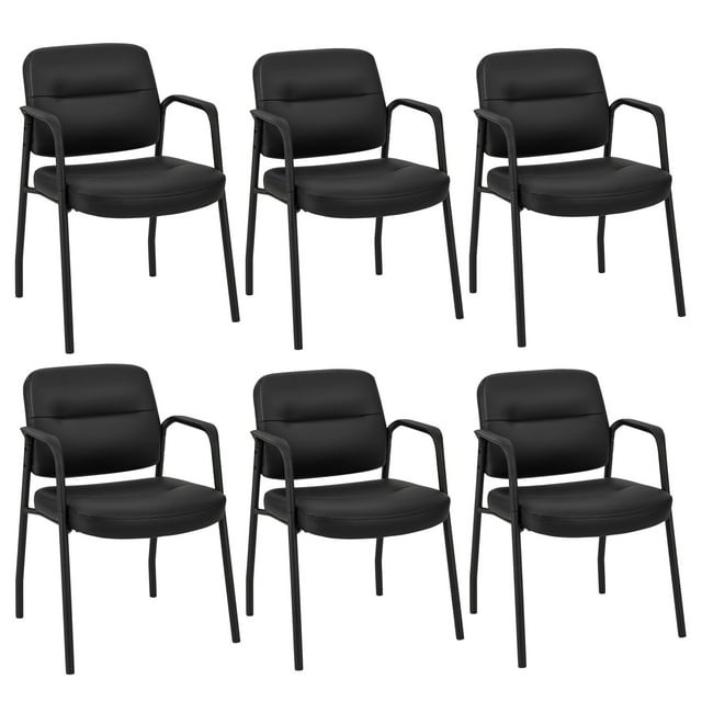 Costway Waiting Room Chair No Wheels Set of 6 with Integrated Armrests for Reception