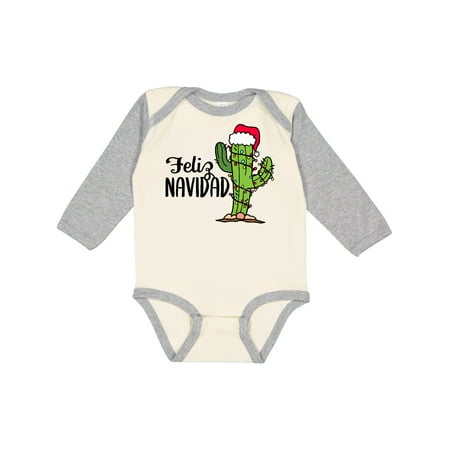 

Inktastic Feliz Navidad Christmas Cactus in Santa Hat Gift Baby Boy or Baby Girl Long Sleeve Bodysuit