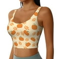 thumbnail image 2 of Zufioo Autumn Leaves And Pumpkins Print Women's Sports Vest, U-shaped Removable Chest Pad Sports Backless Top, Suitable for Fitness and Bodybuilding, Leisure and Daily Life-Medium, 2 of 8