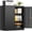 Black, variant on Metal Storage Cabinet with Locking Doors, Lockable Steel Storage Cabinets with 2 Doors and Shelves, Black Metal Cabinets with Lock, Small Steel Cabinet for Office, Garage, Home, Shop