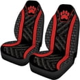 thumbnail image 5 of Pzuqiu Red Paw Honeycomb Car Seat Covers Full Set Front and Rear Seat Cover Set Car Front Seats 3 PCS Front and Back Seat Protector Fit for Trucks Sedans, 5 of 10