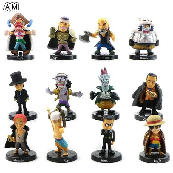 12Pcs Anime One Piece Action Figure Luffy Shanks Buggy Moria Crocodile Enel Arlong Kawaii Doll PVC Collectible Model Toy Gift