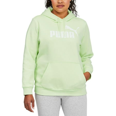 Puma Womens Plus Fleece Hoodie Logo Print Hoodie