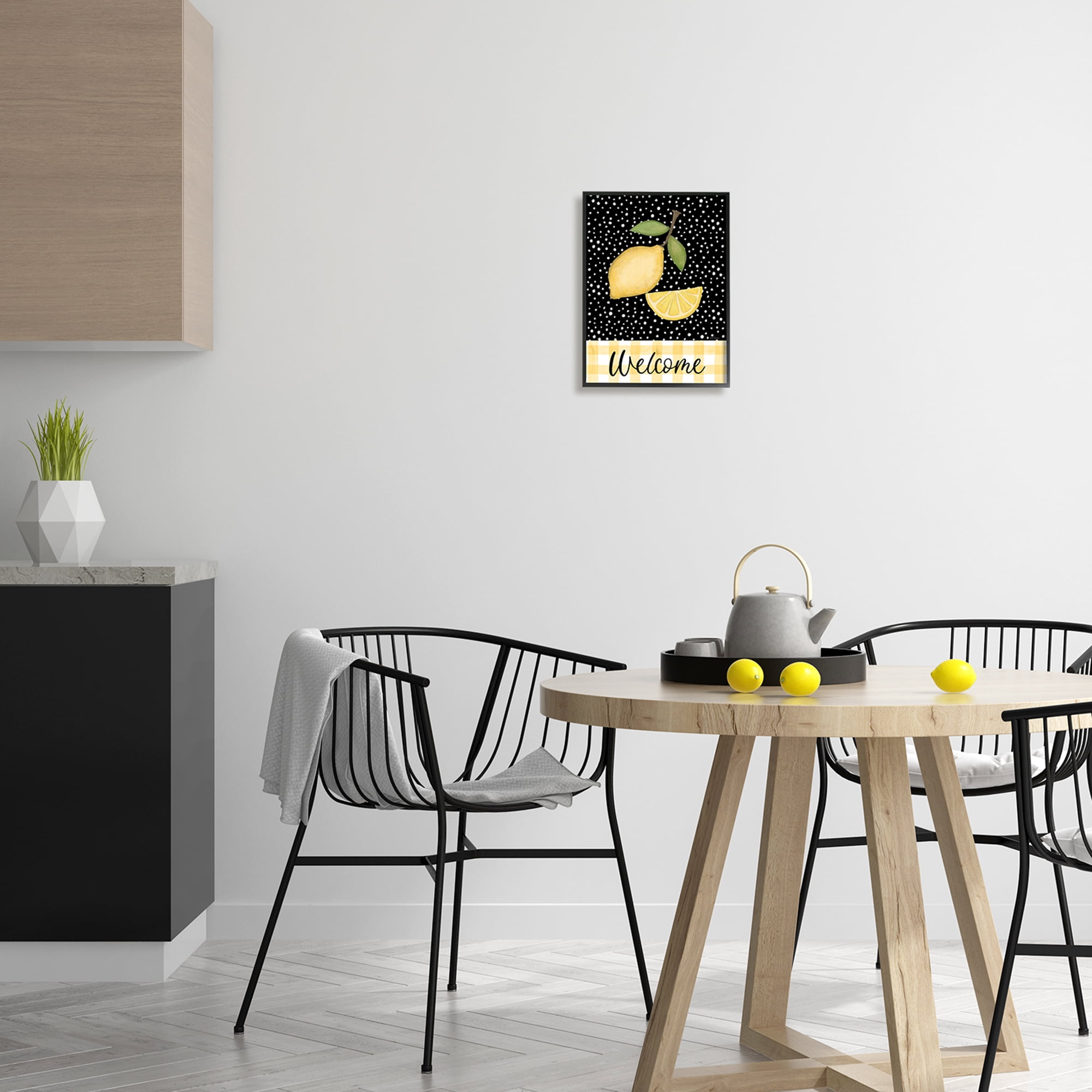 Stupell Industries Country Welcome Sign Polka Dot Pattern Lemons Graphic Art Black Framed Art Print Wall Art, Design by Lisa Larson Licensing