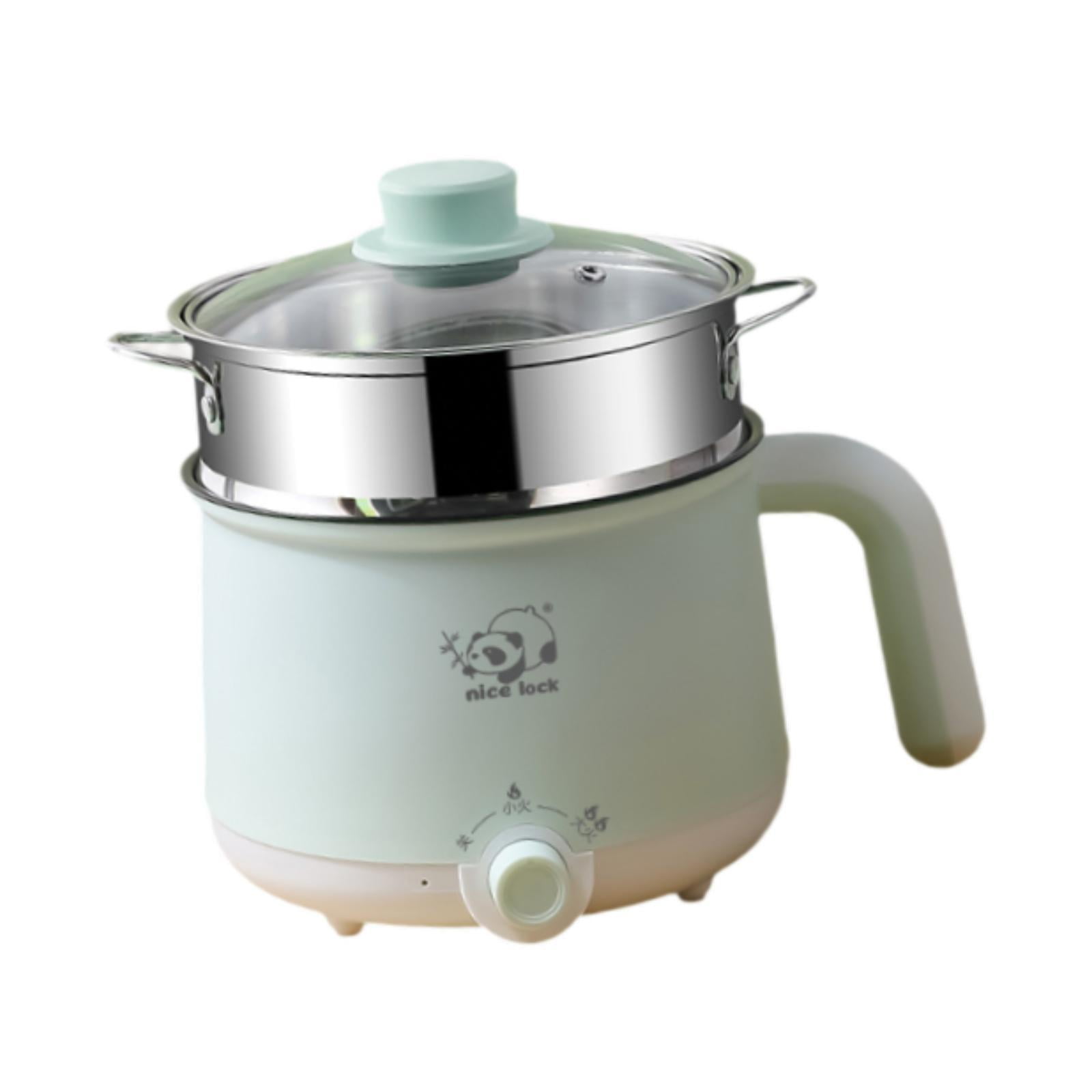 Fiocias Mini Hot Pot Electric Rice Cooker Multipurpose Nonstick Raman Cooker Portable steel steamer