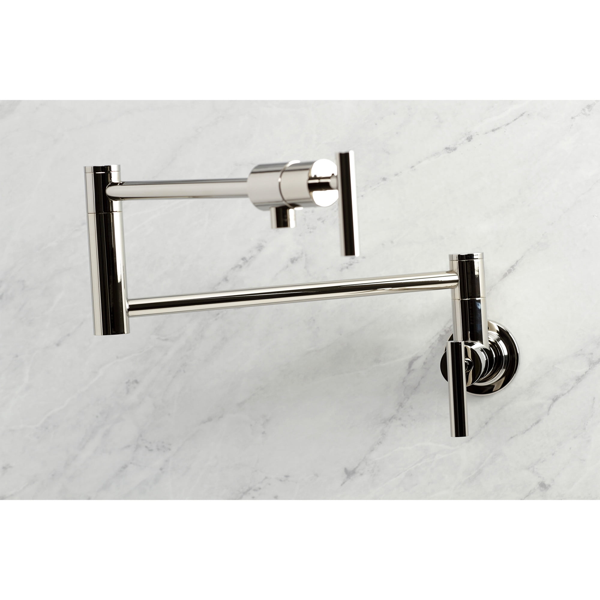 Kingston Brass KS4106CML Manhattan Two-Handle 1-Hole Wall Mount Pot Filler Faucet in Polished Nickel