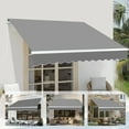 thumbnail image 4 of IVV 10' x 8' Patio Retractable Awning w/Adjustable Slope, Manual Awning Sun Shade Window Door Shelter with Aluminum Frame, Water and UV Resistant for Deck, Garden, Gray, 4 of 7
