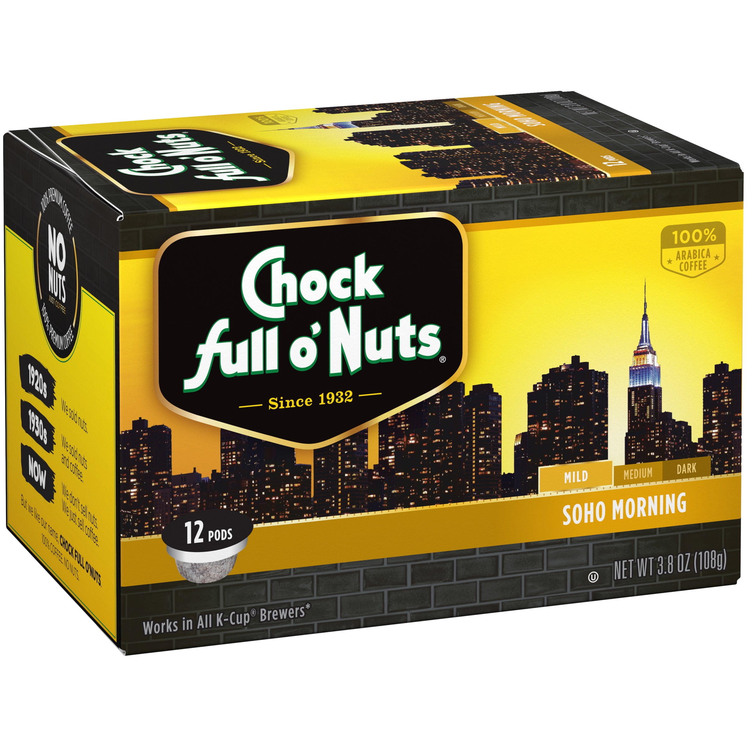 Chock full o Nuts Soho Morning KCup Coffee Pods, Mild Roast, 12 Count