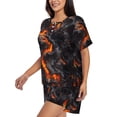 thumbnail image 2 of Daiia Molten Lava Abstract Flow Pattern Womens Pajama Sets Short Sleeve Pajamas for Women Sets Soft Lounge Sets Casual Round Neck Sleepwear PJS-Large, 2 of 7