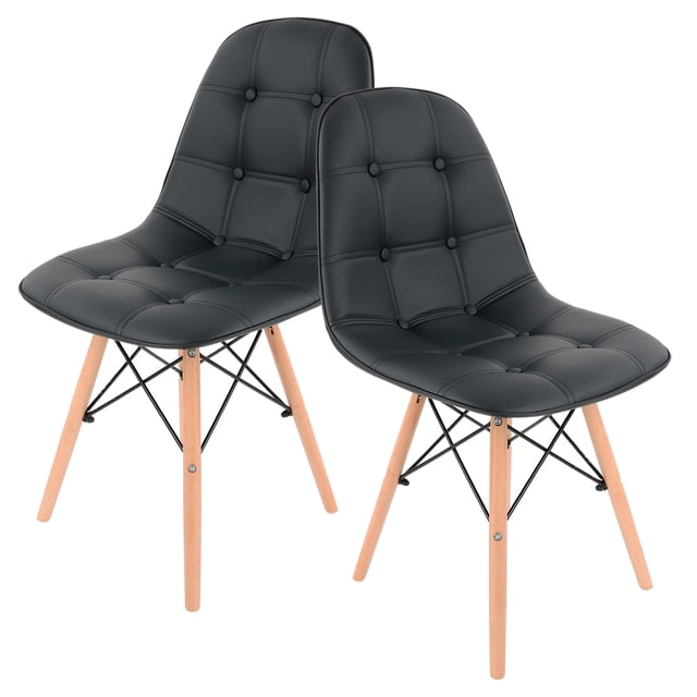 Set de sillas estilo Eames Gaon Home tapizadas en vinipiel negro