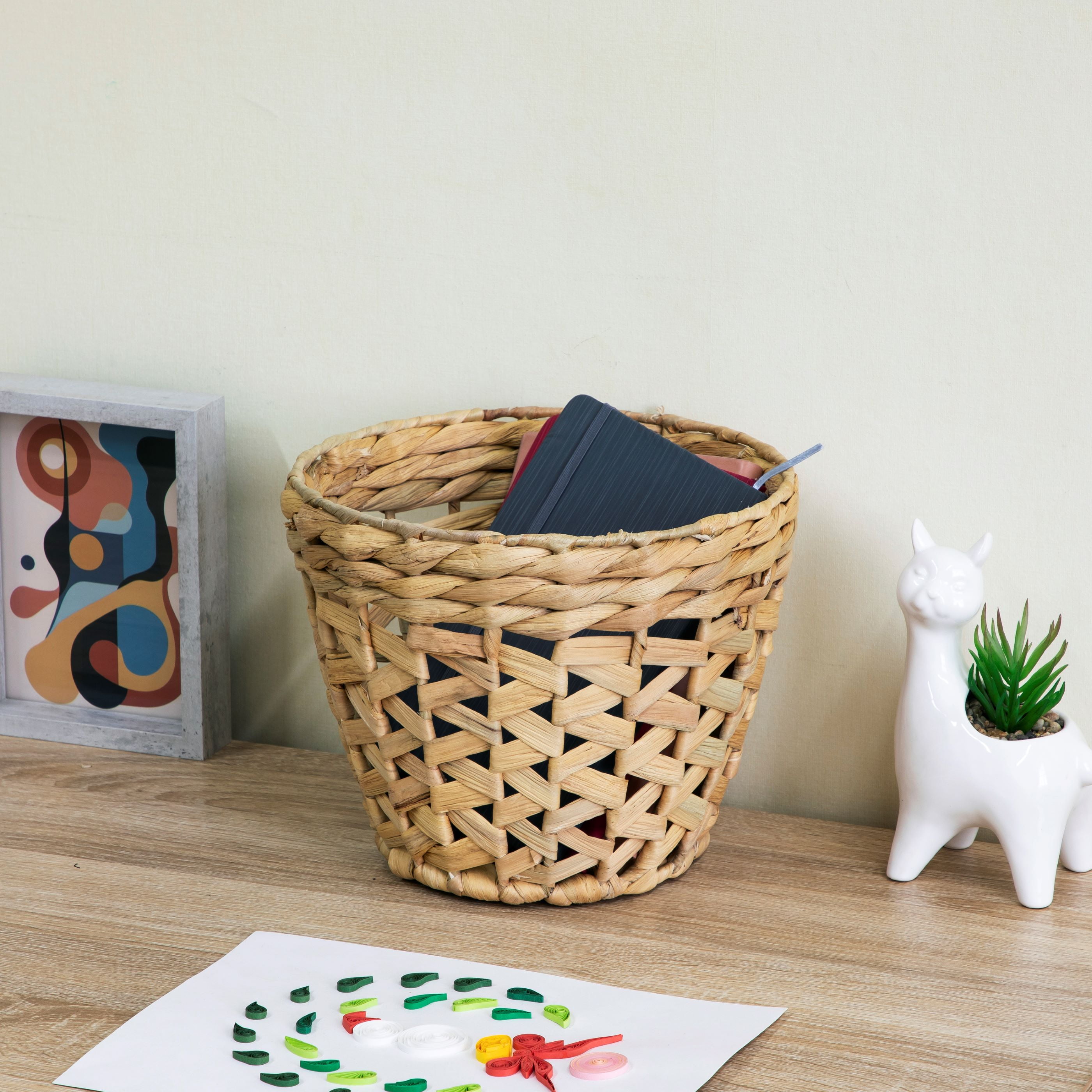 Homezone 7" Open-Weave Tapered Natural Water Hyacinth Basket