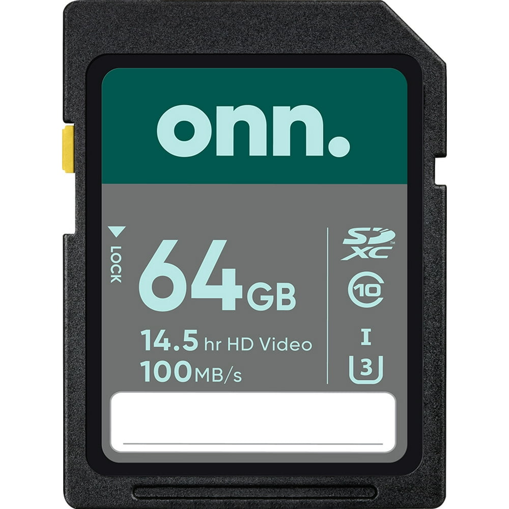 onn. 64GB Class 10 U3 SDXC Flash Memory Card