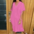 thumbnail image 2 of SMihono Womens Summer Dress Oversized High Waist Short Sleeve Short Dress Classic Casual Vacation Dress Basic Boutique Dress Hot Pink XXL, 2 of 7