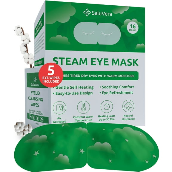 SaluVera Steam Eye Mask, Self-Warming, Unscented, 16 Count