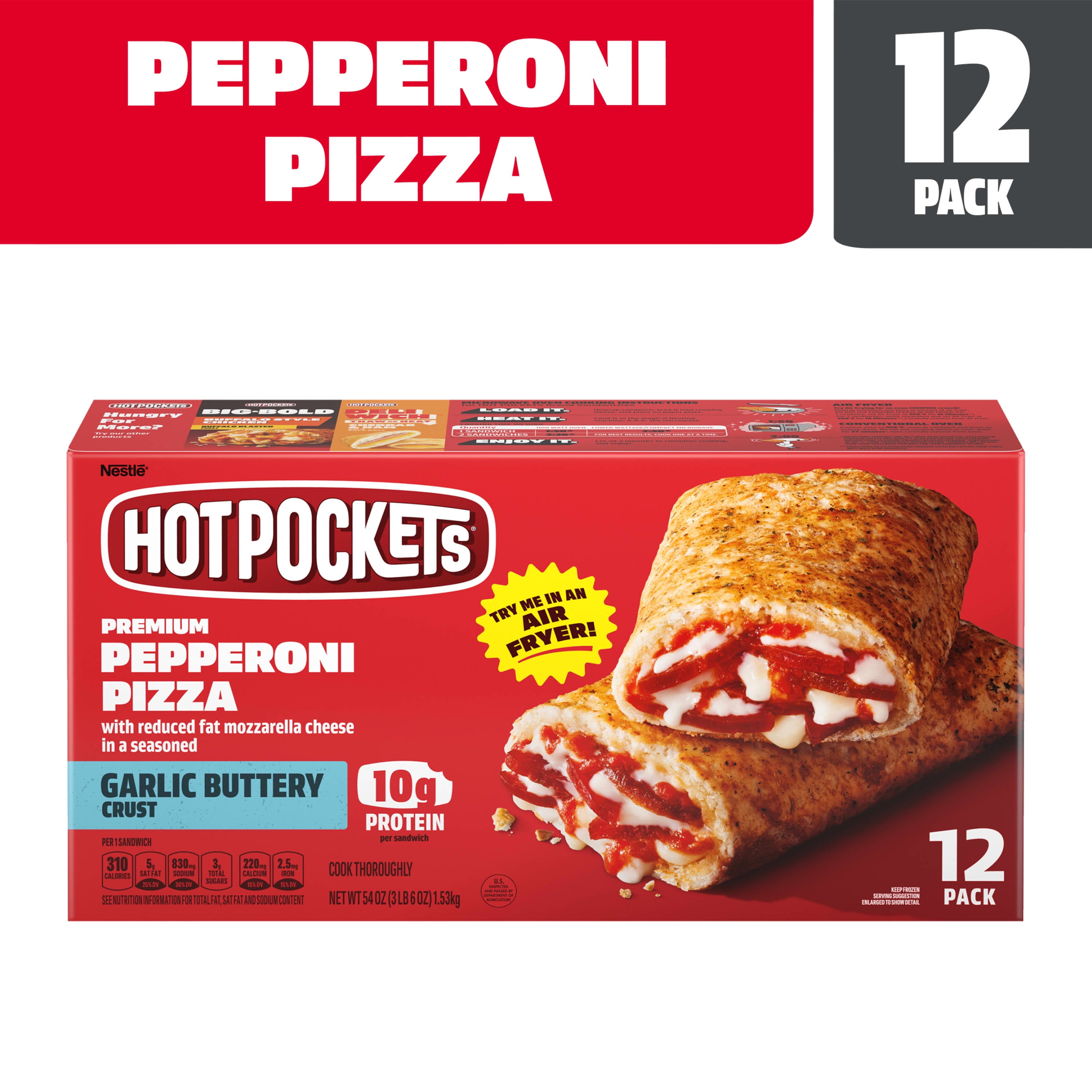 Hot Pockets Frozen Snacks Pepperoni Pizza Sandwiches, 54 oz (Frozen)