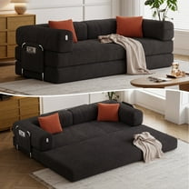 78.7-inch living room sofa, 5-in-1 design convertible sofa bed , no assembly required, Frameless sofa, removable and washable corduroy upholstery