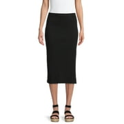 Time and Tru Women's Pull-On Ribbed Midi Skirt