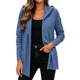 thumbnail image 3 of Meichang Lightweight Cardigans for Women Hooded Long Sleeve Open Front Cardigan Fall Soft Thin Cardigan with Pockets Blue XL, 3 of 8