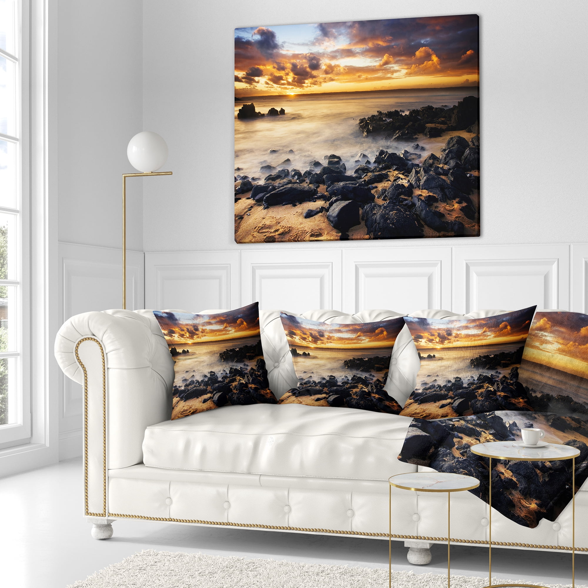 Designart Beautiful Sunset at Philip Island - Landscape Printed Throw Pillow - 18x18
