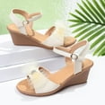 thumbnail image 7 of Cethrio Wedge Sandals for Women 2025, Summer Open Toe Vacation Ankle Strap Womens Footwear White Size 6.5, 7 of 7