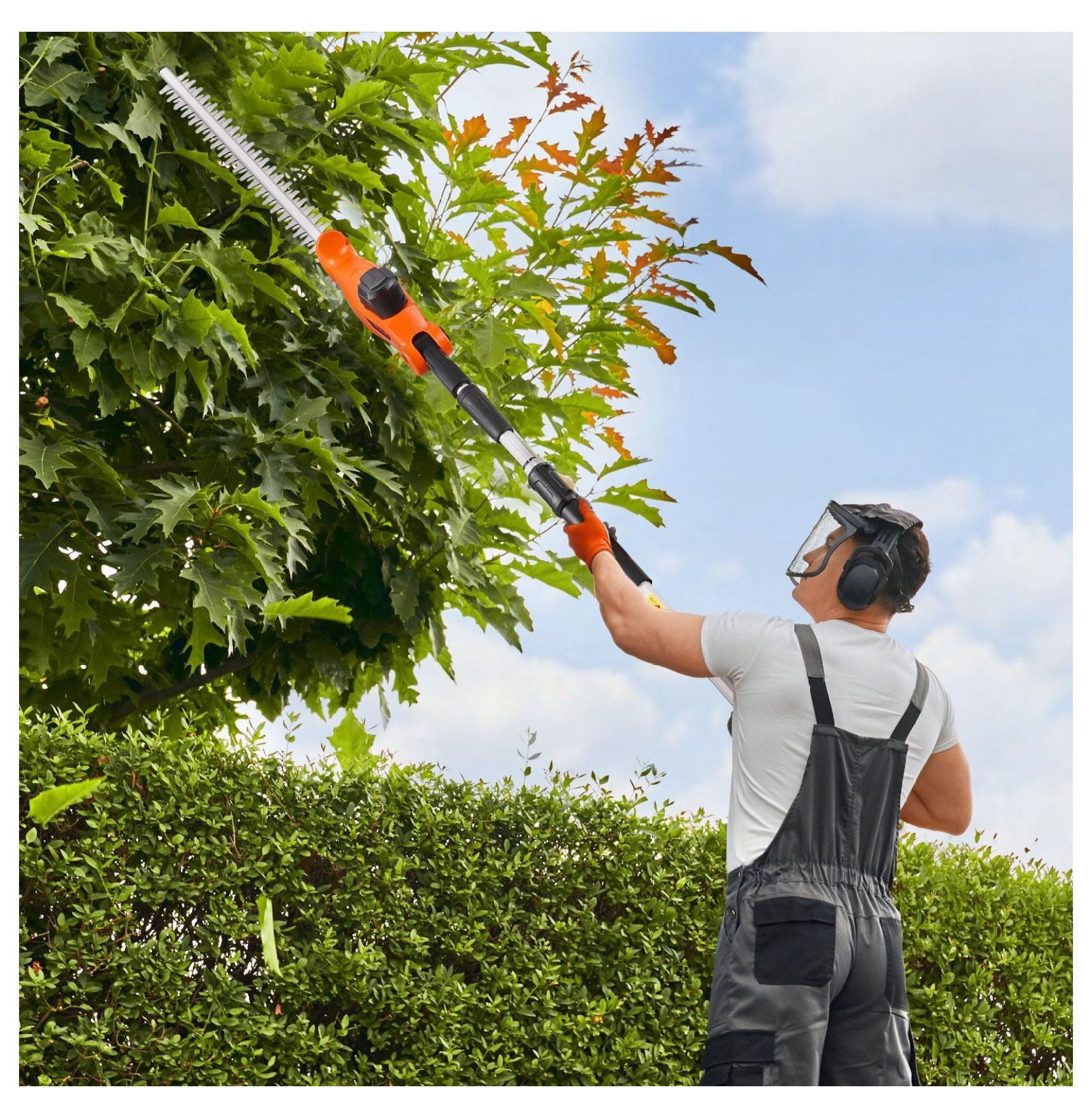 Cordless Hedge Trimmer 20V 1200RPM, 20in Extendable Pole Trimmer