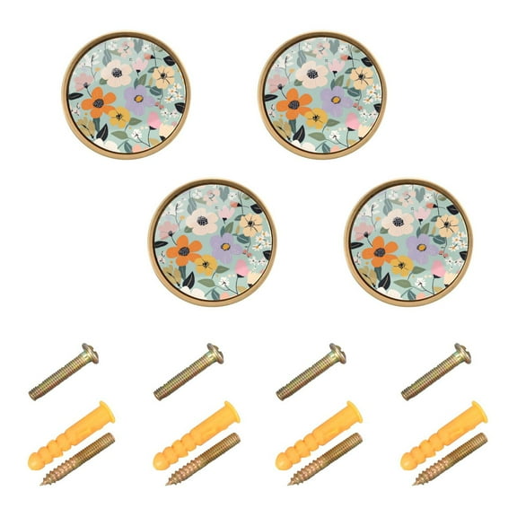 Yayeee 8 Pack Cabinet Knobs with Screws Round Zinc Drawer Pulls for Kitchen, Floral Pattern