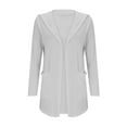 thumbnail image 2 of Women's Cardigan Casual Solid Color Pocket Long Sleeve Top Hooded Cardigan Jacket,Gray Women's Cardigan M, 2 of 6