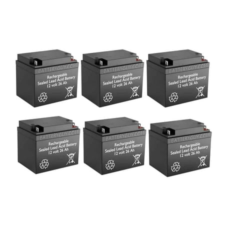 BatteryGuy Energy Power EP-SLA12-26B1 replacement 12V 26Ah battery - BatteryGuy brand equivalent (qty of 6)