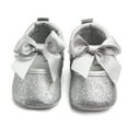thumbnail image 5 of XIMIN Baby Girls Mary Jane Flats Sparkly Bowknot Princess Dress Crib Shoes Non-Slip Lightweight First Walkers Dress Shoes Fall Boots (6-12 Months, Silver), 5 of 8