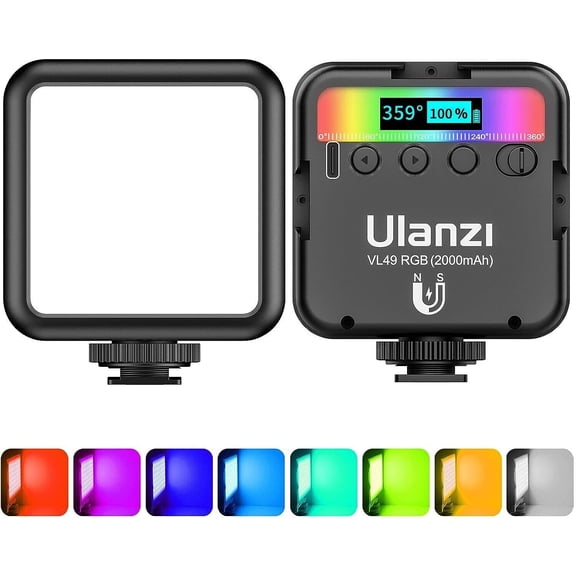 Ulanzi VL49 Rechargable 2500K-9000K RGB LED On-Camera Light, Multi Color