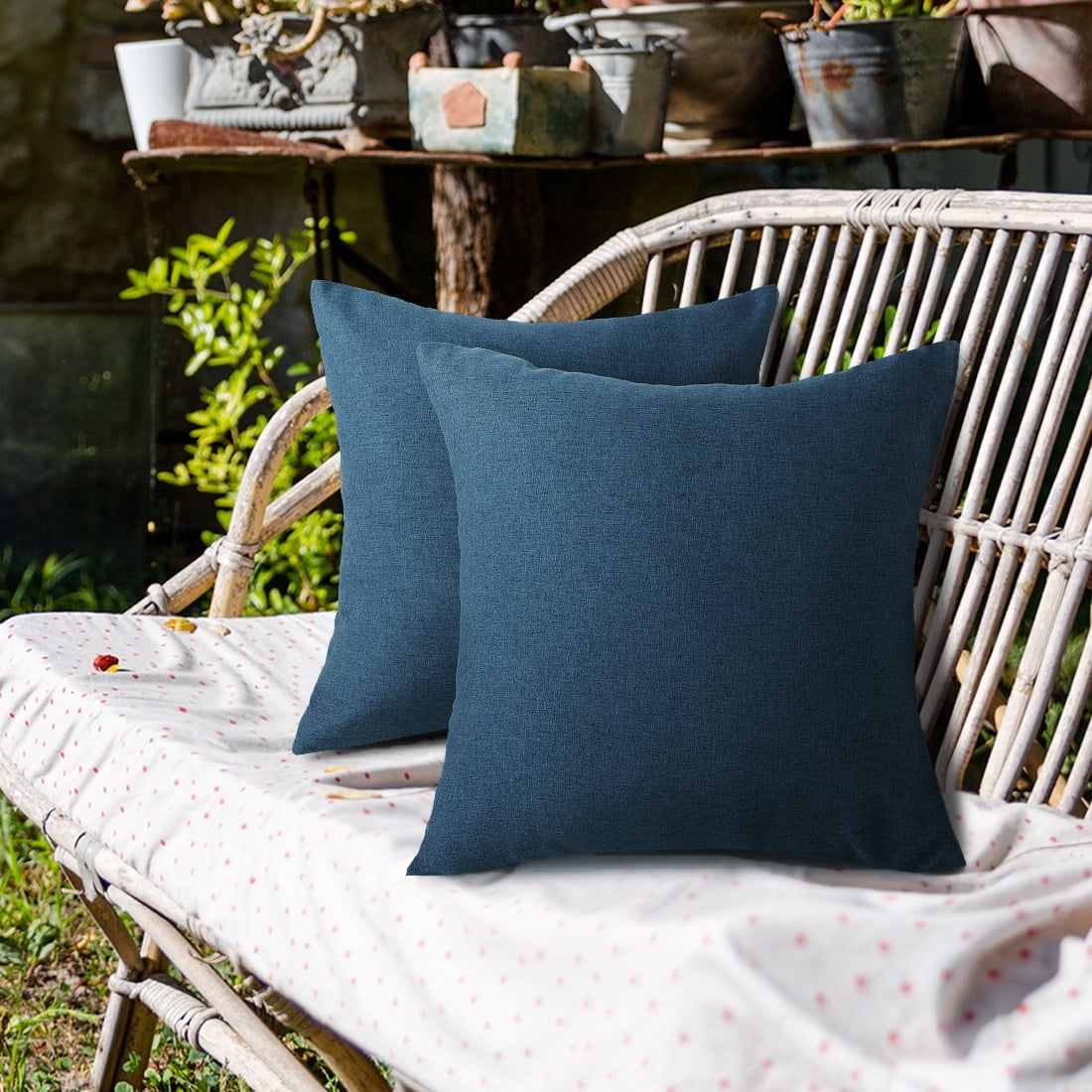 Unique Bargains 2-Pack Solid Waterproof Decorative Throw Pillow Covers Blue 18" x 18"