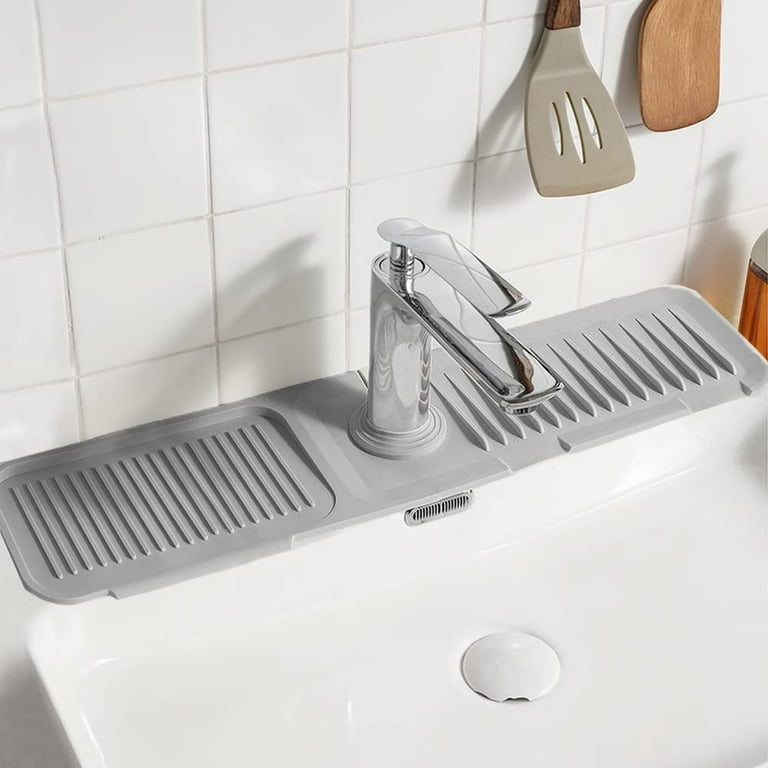 Kitchen Sink Splash Guard, Silicone Faucet Mat, Faucet Rack For