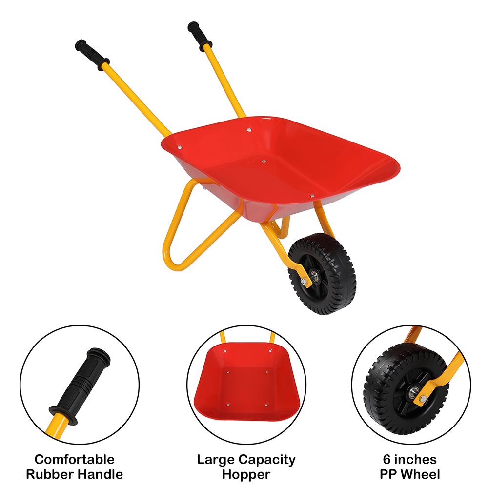 Winado Kids Sand Digger Sandbox Toy Wheelbarrow Dumper,Red