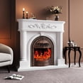 thumbnail image 3 of BOSHIRO 50” Electric Fireplace with Mantel, Solid Wood TV Stand with Fireplace for Living Room, Bedroom & Entryway, 3 of 7