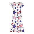 thumbnail image 4 of naisibaby Summer Girls Fashion Independence Day Printed Dress, Kids Ruffled Short Sleeve Round-Neck Dress White 140, 4 of 5