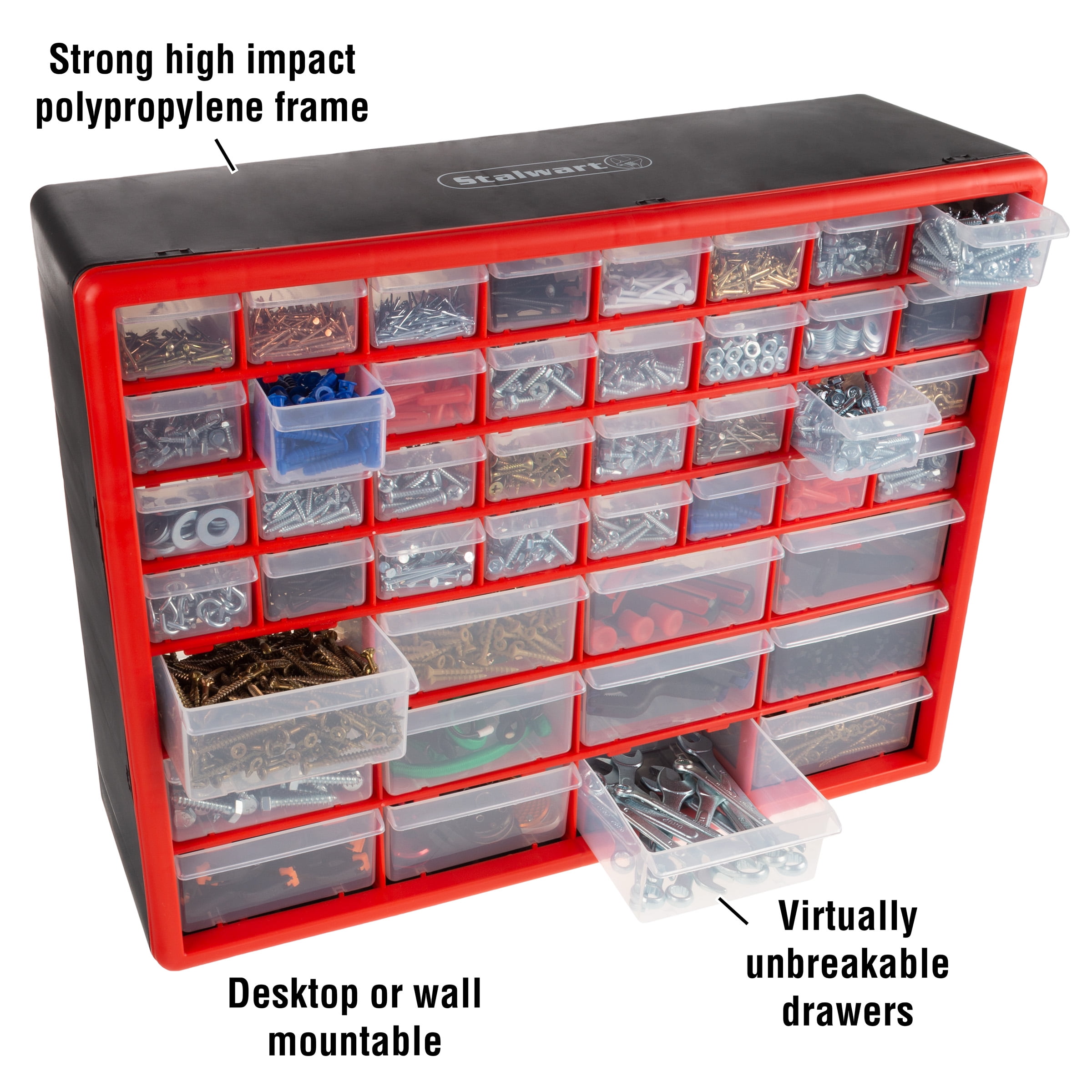  Stalwart 15 Bin Storage Rack Organizer- Durable Carbon Steel  with Stackable Plastic Drawers for Tools, Hardware, Crafts, Office  Supplies, More : Everything Else